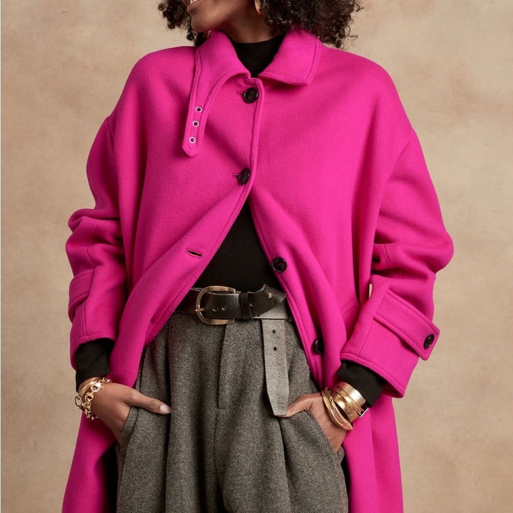 Banana Republic Oversized Italian Melton Cocoon Coat Size XS